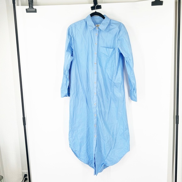 Maeve by Anthropologie Blue The Soren Long-Sleeve Midi Shirt Dress - Picture 3 of 11
